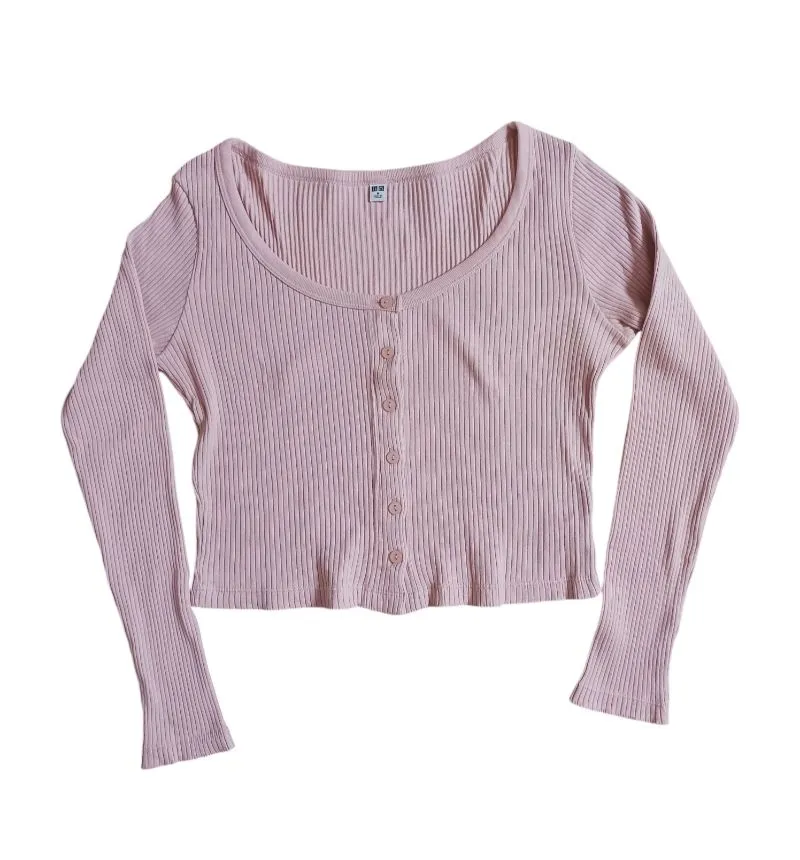 Cardigan crop uniqlo soft pink photo 1