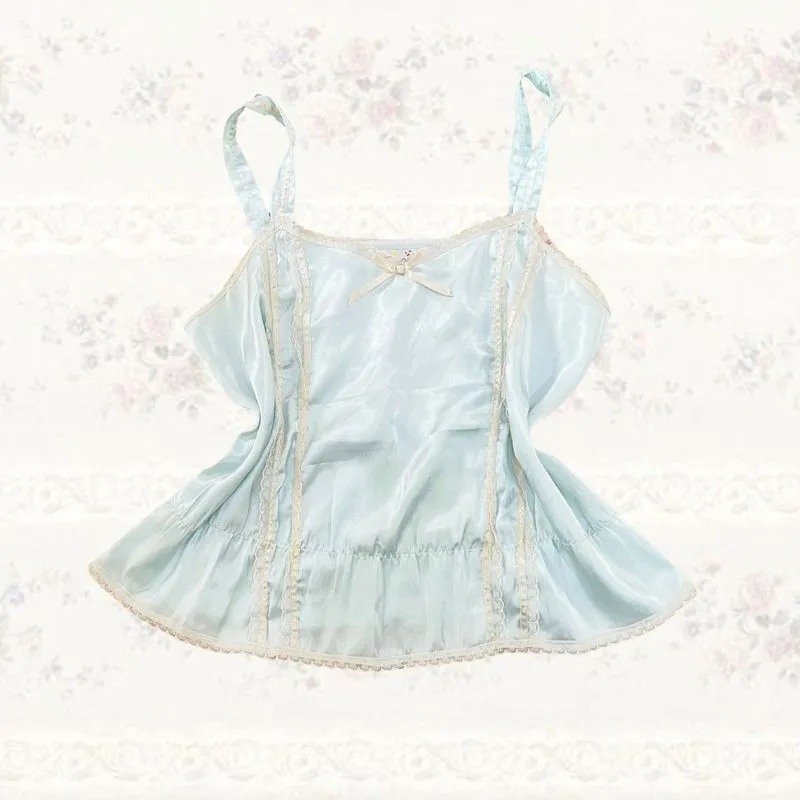 coquette light blue camisole ribbon lace dollette cute photo 1