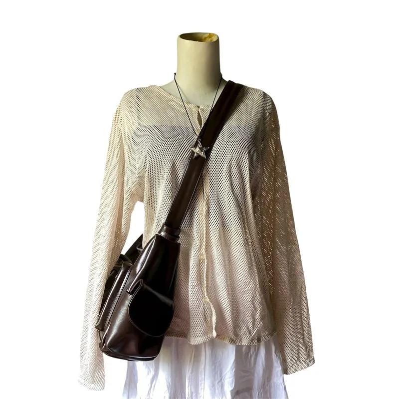 beige fishnet mesh cardi photo 1