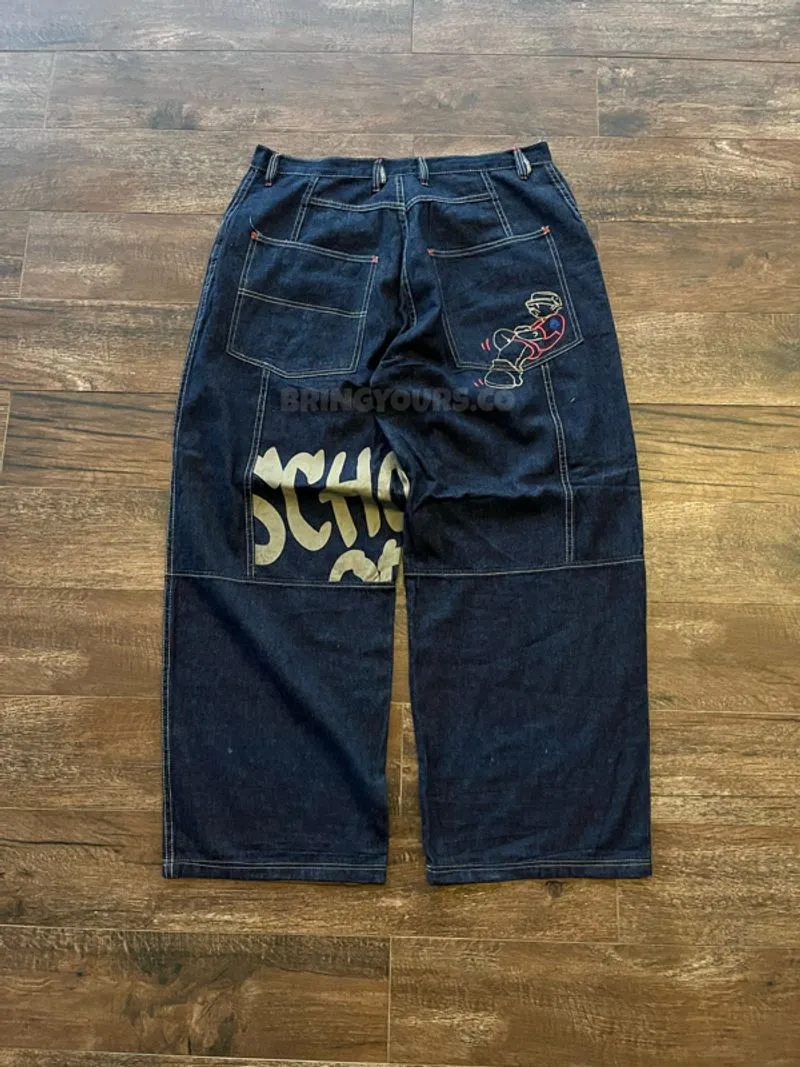 VTG SCHOOL OF HARD KNOCKS BAGGY Y2K PANTS photo 1