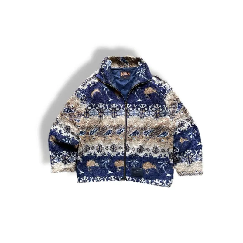 Vintage MIKA New Zealand Heavy Zip Sherpa Navajo Printed  photo 1