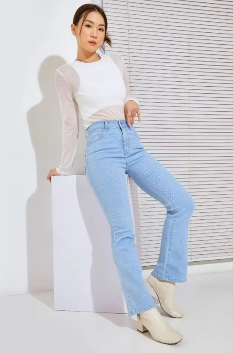 BCK - Celana Jeans Stretch Wanita Cutbray Immy AQUA photo 1