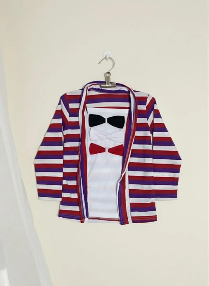 Baju Anak Blazer Garis Warna-warni + Dasi Kupu-Kupu photo 1