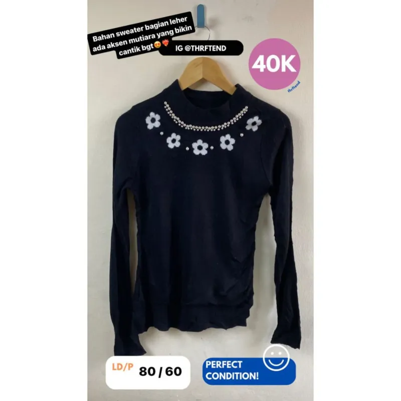 bahan sweater aksen bunga bunga😍✨ photo 1