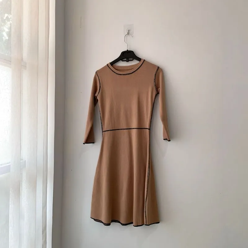 Brown Knit A-Line Dress photo 1