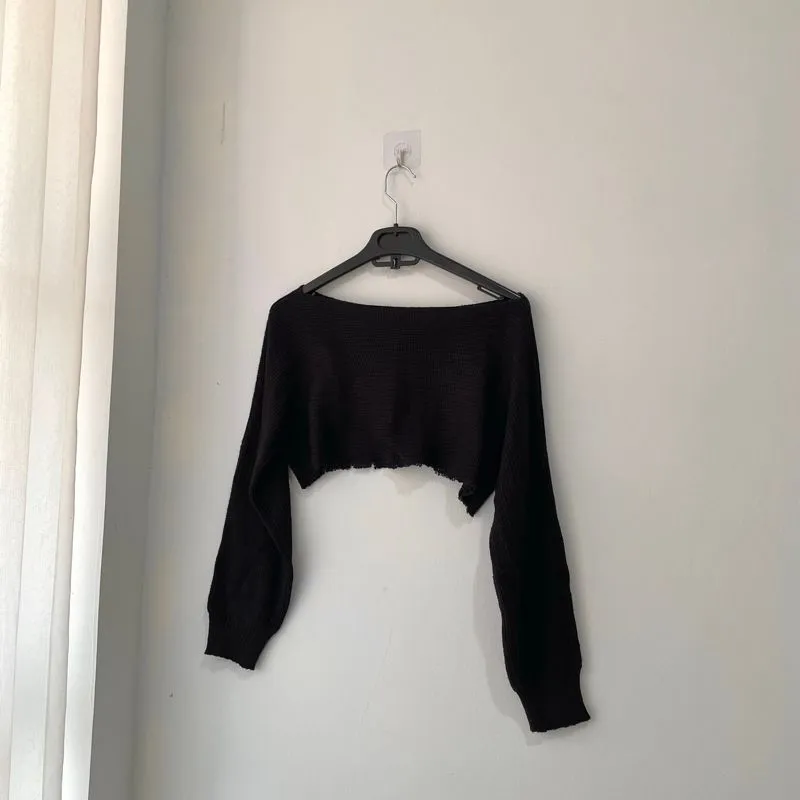 Black Sabrina Sweater Crop Top photo 1