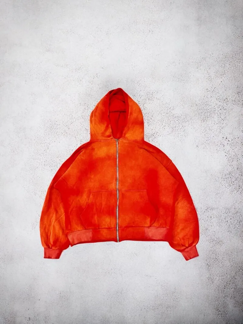 Blanks Red Washed Zip Up Hoodie photo 1