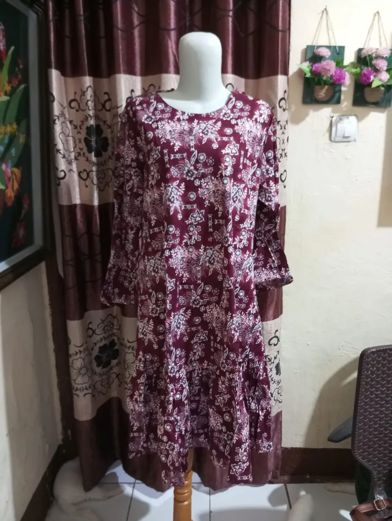 Vintage Babydoll dress Wanita red photo 1