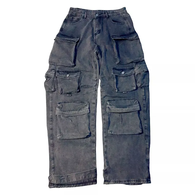 Japanese brand Streetwear Y2K Jeans Pria gray photo 1