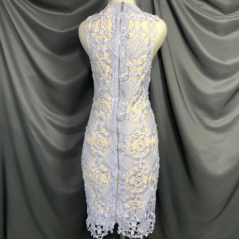 JOSH V ODILE BLUE SEA LACE CROCHET MIDI DRESS