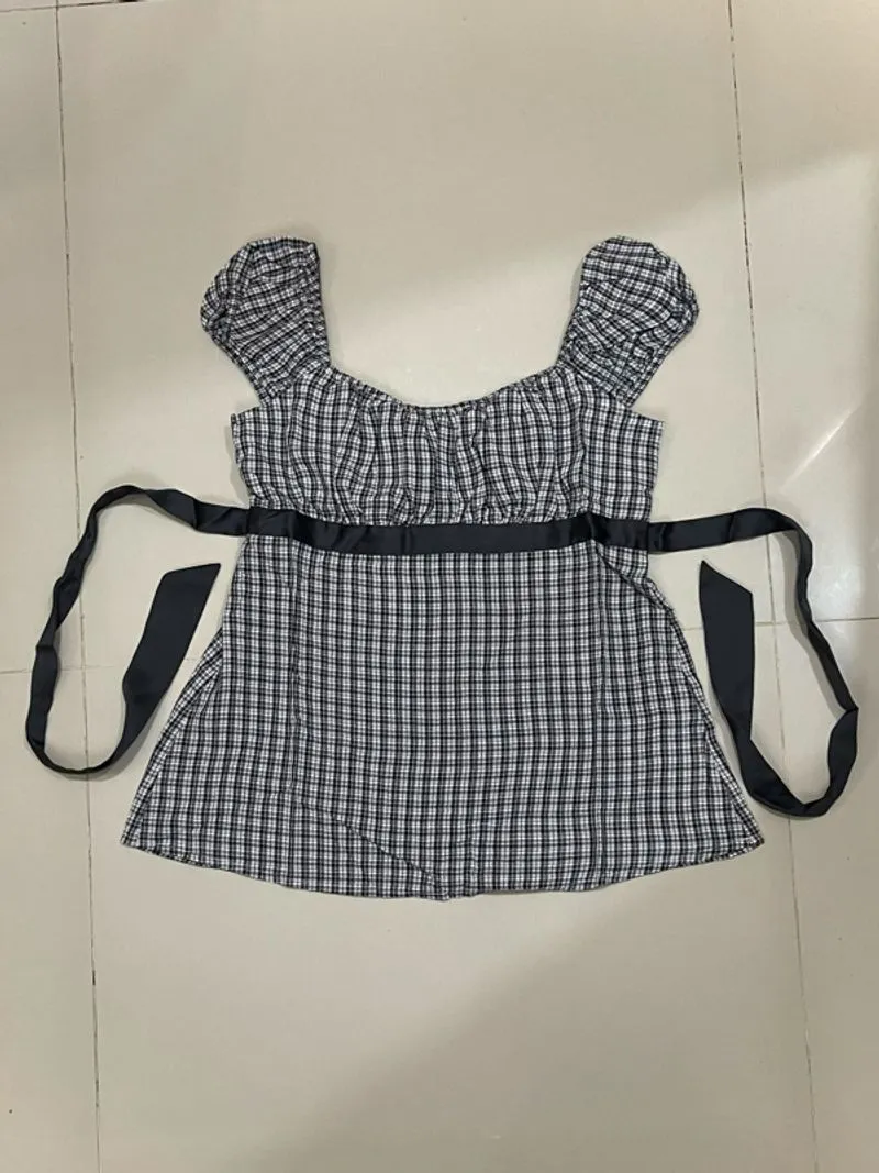 Hollister Gingham Babydoll Top photo 1