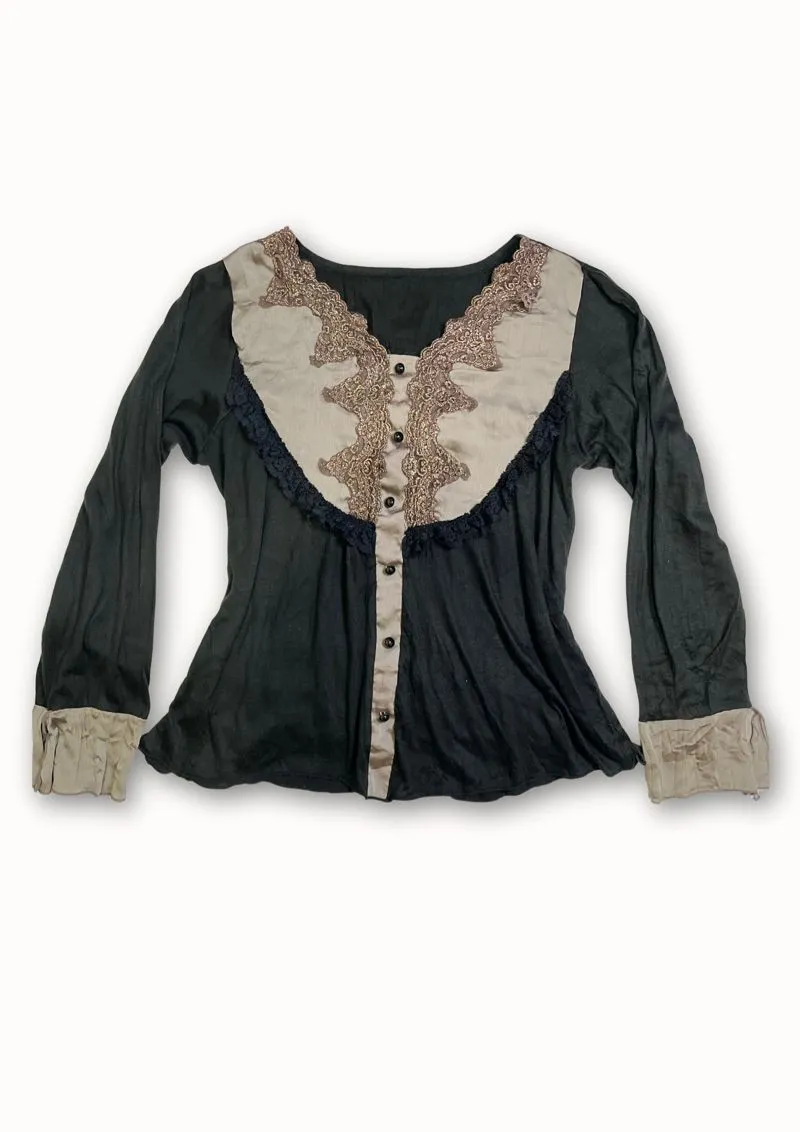 Tshirt atasan longsleeve vintage renda black photo 1