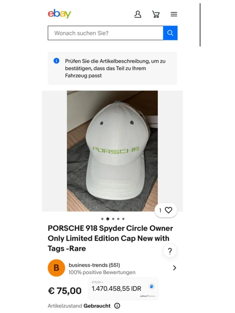 Topi PORSCHE Cars Adjustable Second Original Import Murah Preloved