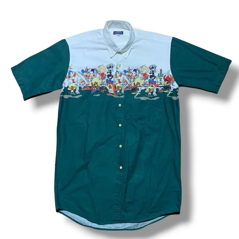 Vintage Warner Bross Looney Tunes 1993 Western Button Shirt photo 1