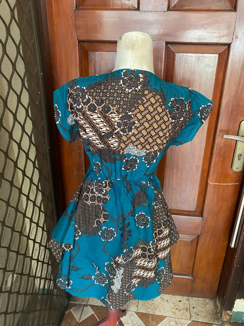 Dress Batik Wanita Midi Dress Batik Formal Kerja Preloved
