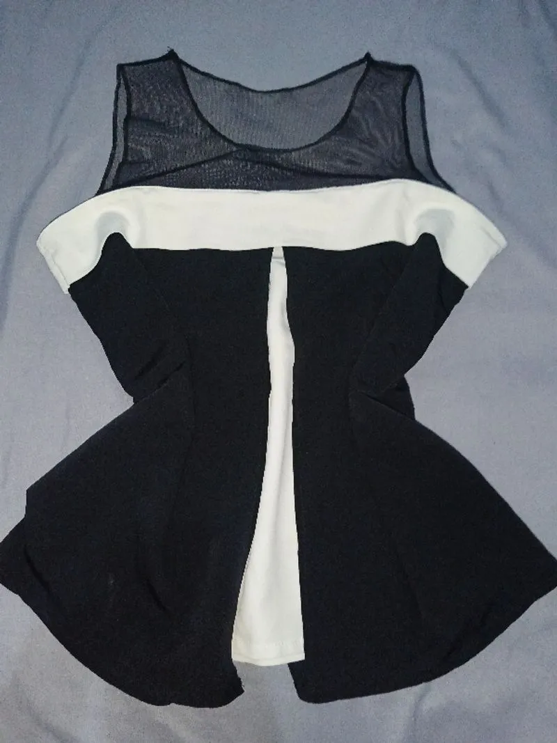 Atasan Wanita NUMBER 61 Hitam Putih Mesh - Peplum Top Seksi  photo 1