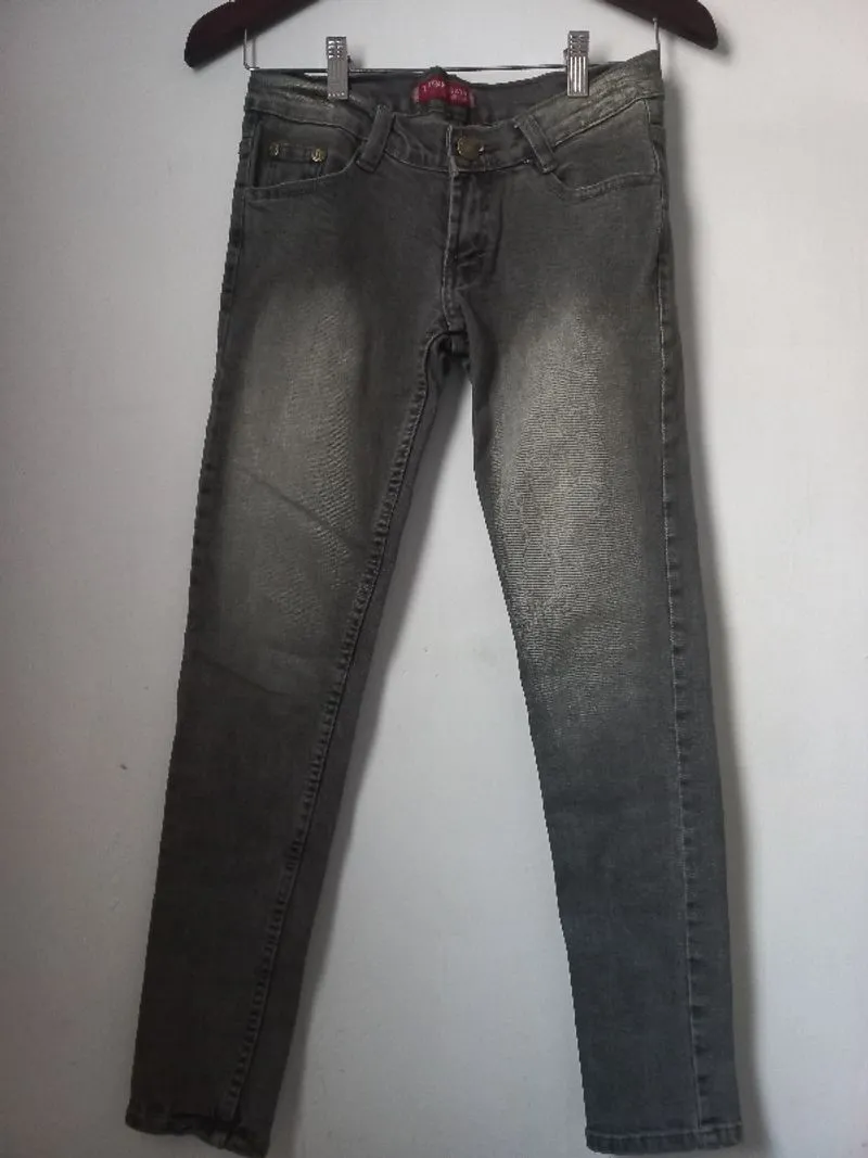 Low waist dark wash denim jeans photo 1