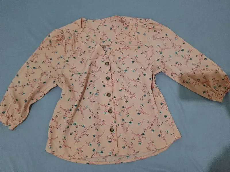 Blouse Motif Bunga Kecil Korean Look Pink Peach photo 1