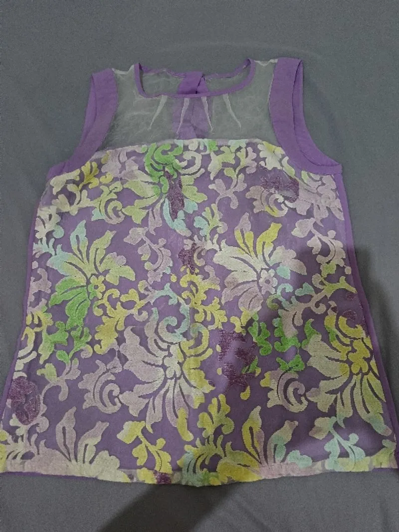 Atasan Tanpa Lengan Ungu Lavender - Motif Brokat Jacquard photo 1