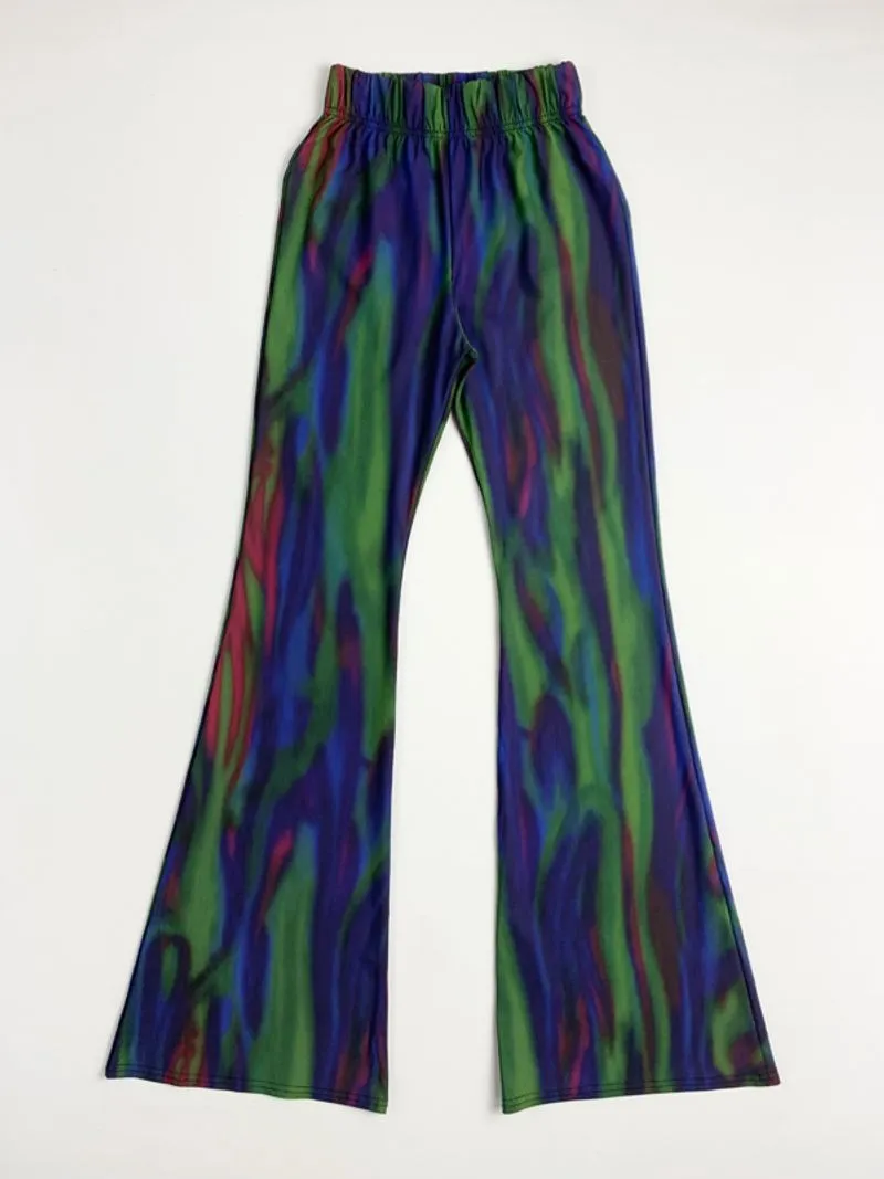 Y2k Wave Flared Pants Cutbray Thermal Graphic photo 1