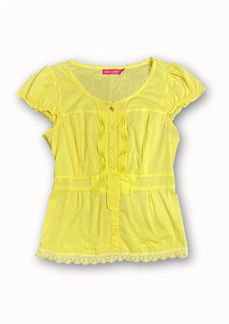 blouses yellow coquette cute vintage photo 1