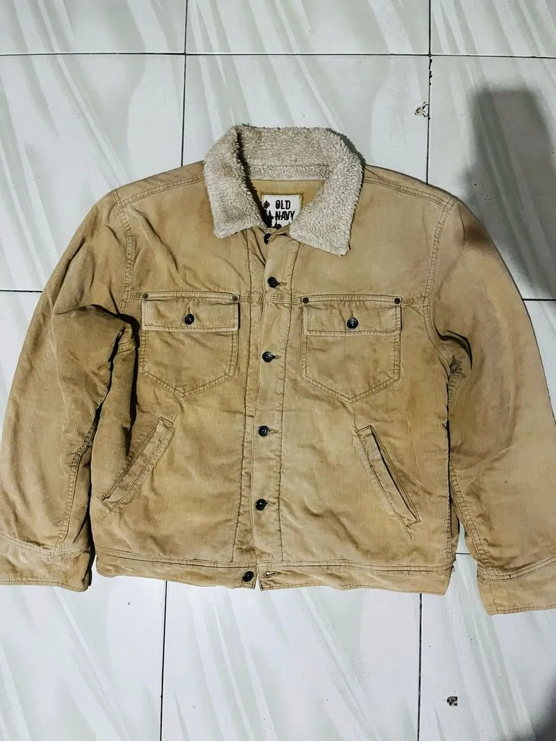 Old Navy Vintage Y2K Denim jacket Pria cream tan photo 1