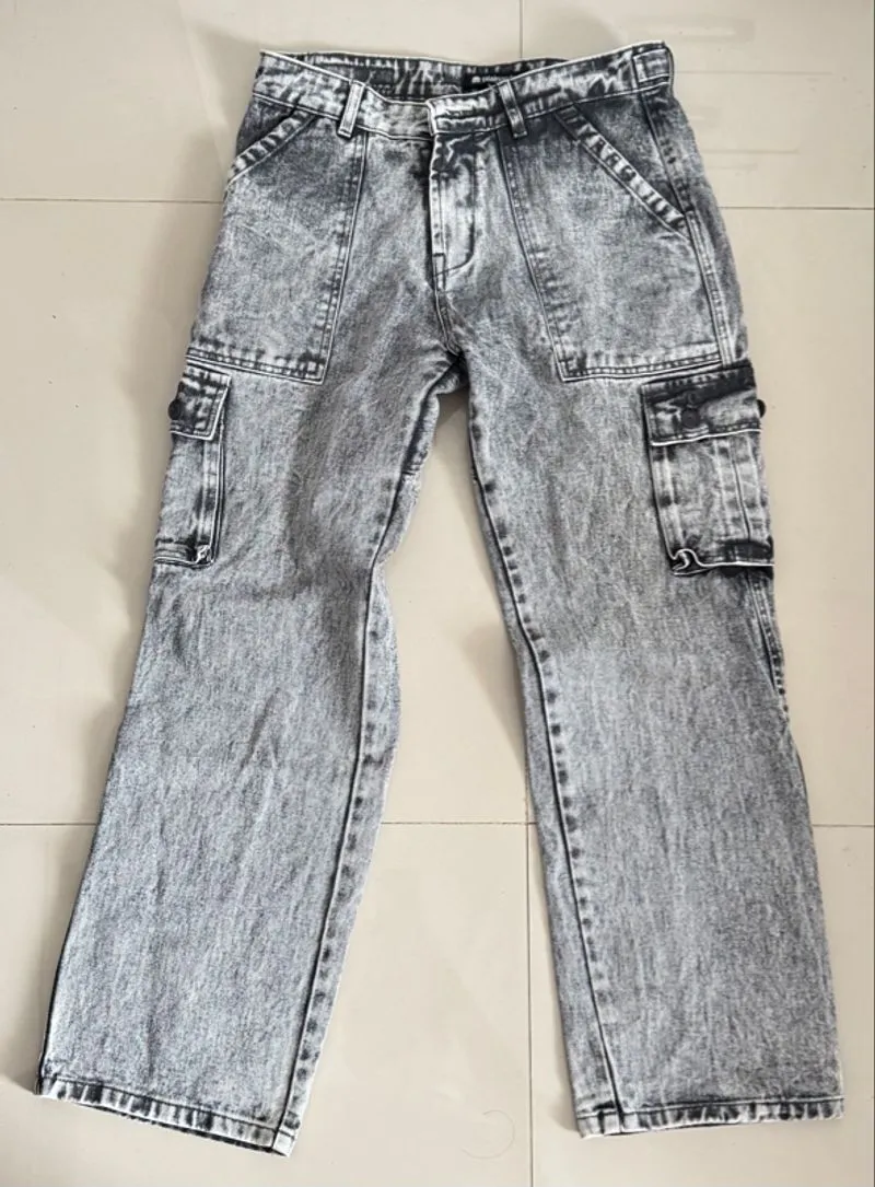 Plain as day - tobey denim cargo pants - ash black size 32 photo 1