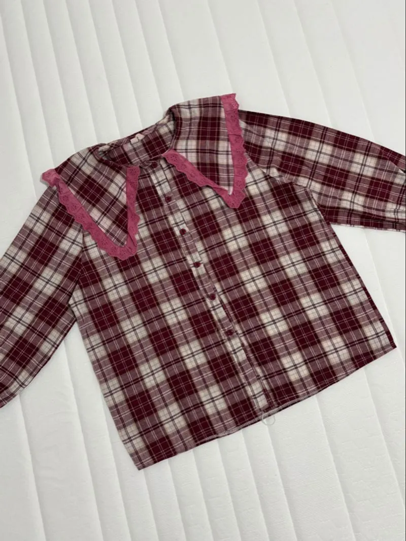 KOREAN CUTE PLAIN SHIRT MAROON photo 1