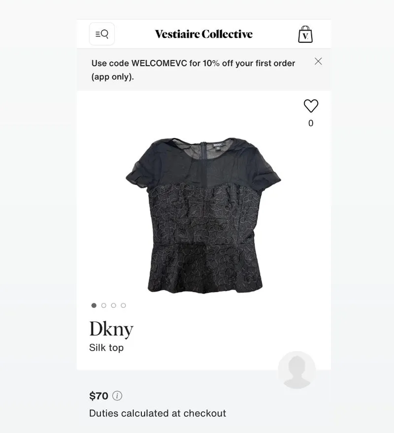 Blouse DKNY brukat hitam Preloved