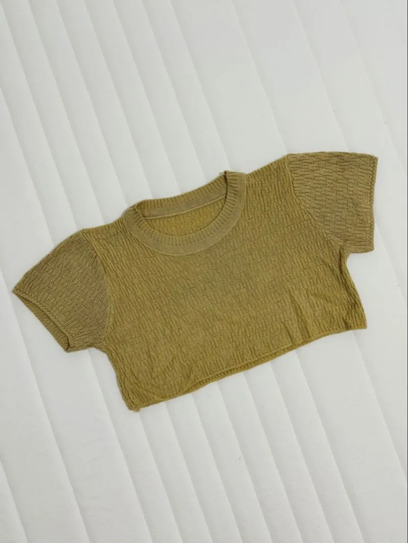 TAN CROP KNIT TOP photo 1