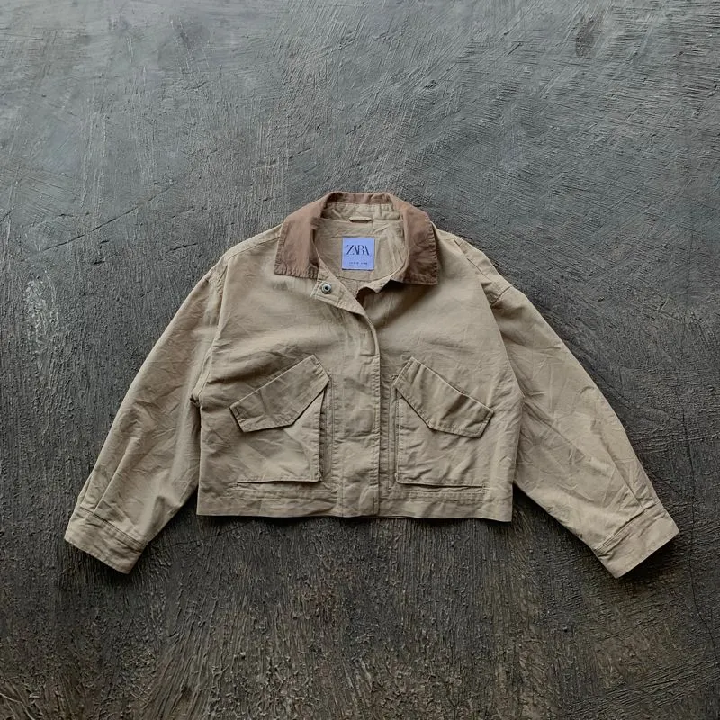 WORK JAKET CANVAS ZARA CROP TOP VINTAGE   photo 1