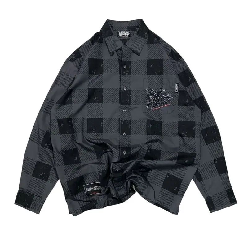 Y2k Abtech USA All Over Print Graffiti Logo Longshirts photo 1