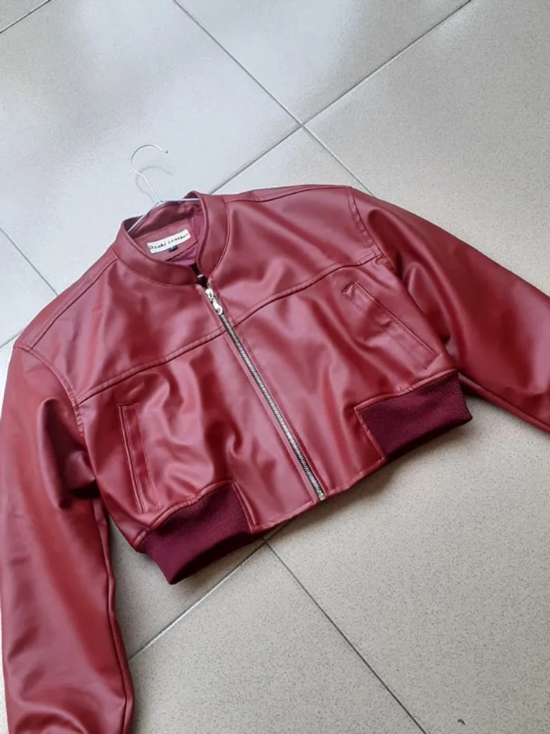 jaket kulit maroon photo 1