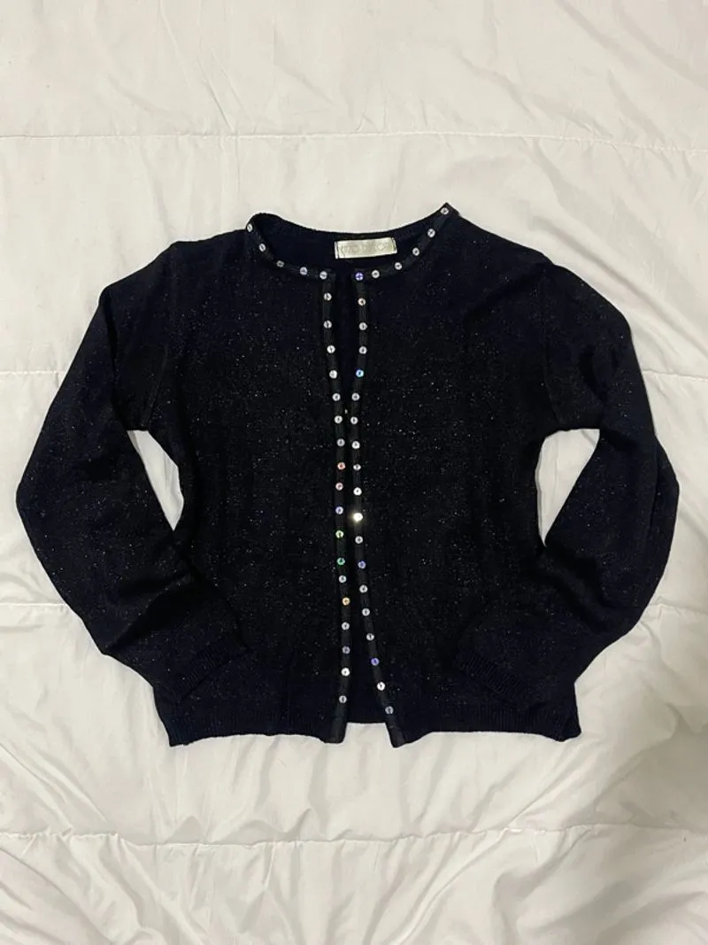 Sparkly Sequin Black Cardigan  photo 1