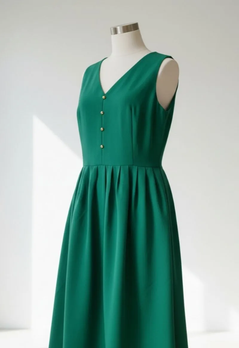 Classic V-Neck Dress - Material Adem, Panjang 88cm photo 1