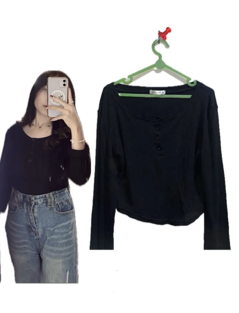 Minimalist Casual Sweatshirt Wanita black photo 1