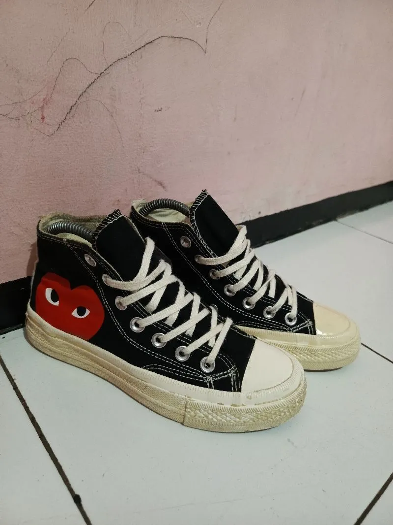 Converse 70's hi x cdg black white photo 1