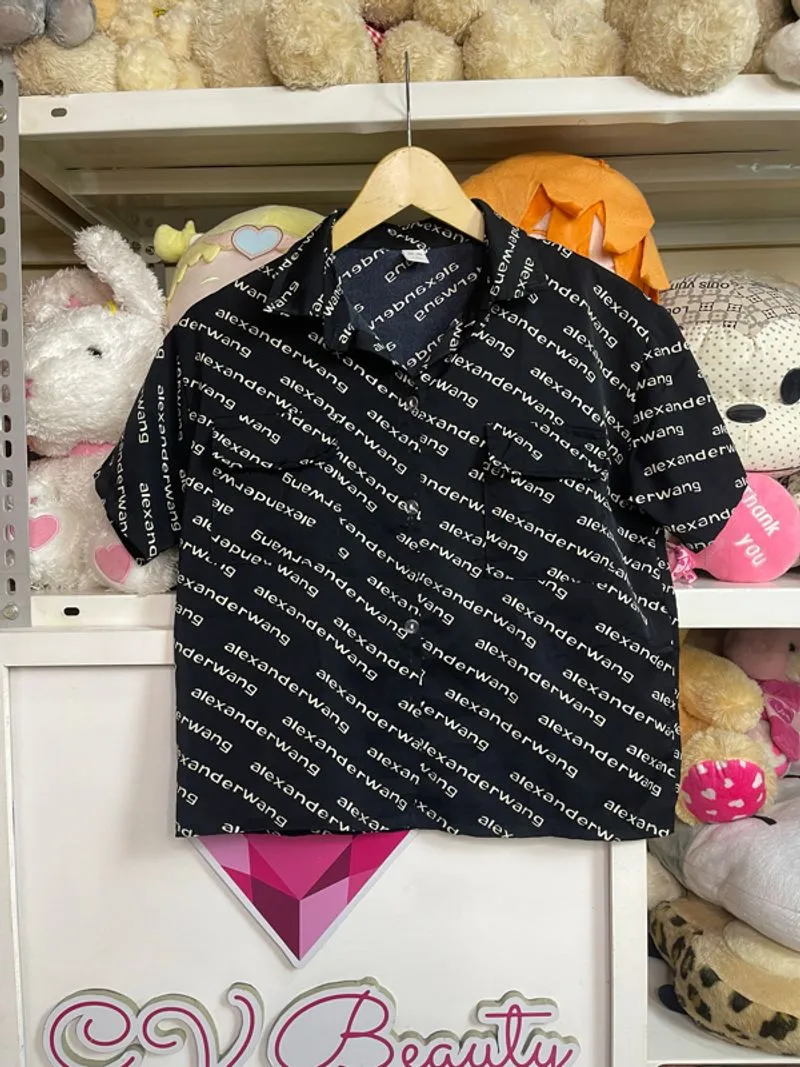 atasan kemeja hitam tembakan brand size 140  photo 1