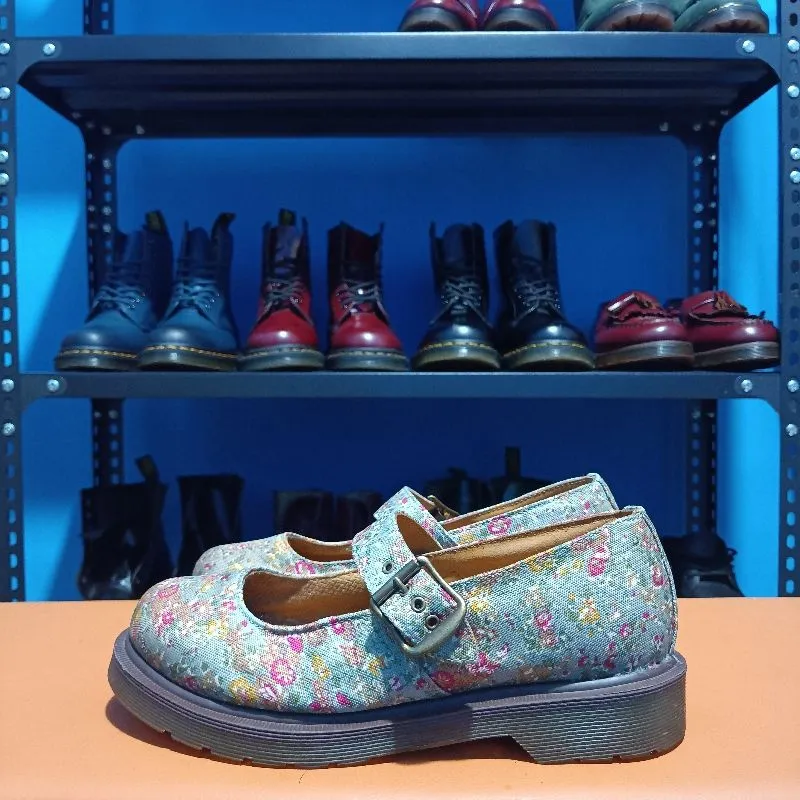 Dr. Martens Mary Jane Floral Blue Canvas Size 39 fit 40 photo 1