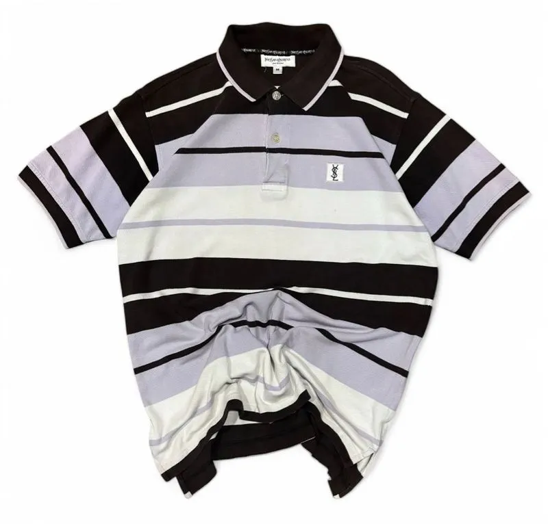 Ysl Yves saint Laurent paris Striped Polo Authentic Original photo 1