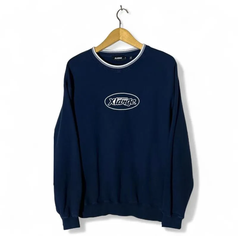 X-large Center Logo Sweatshirts Navy Original photo 1