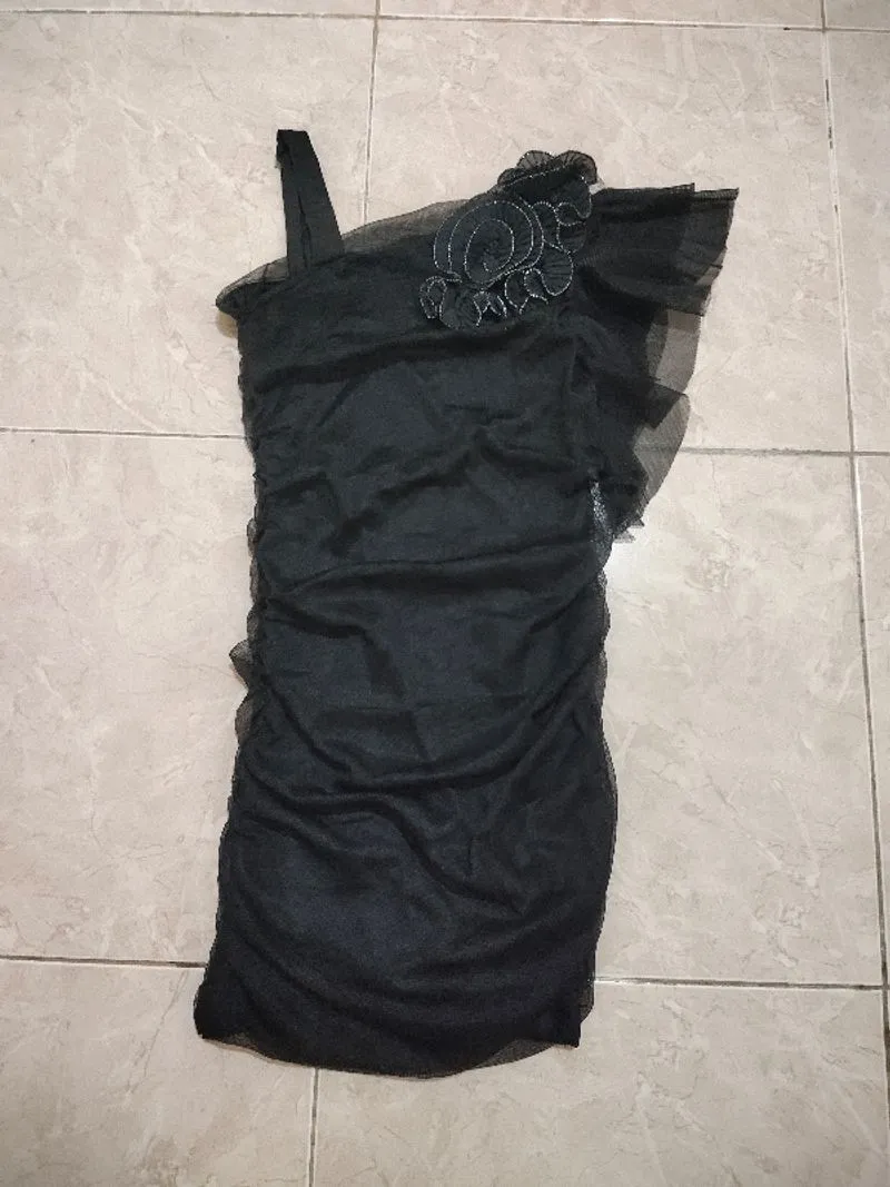 Dress hitam kensi bahan ngaret photo 1