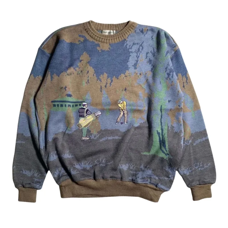 Casual Sweater Pria navy brown photo 1