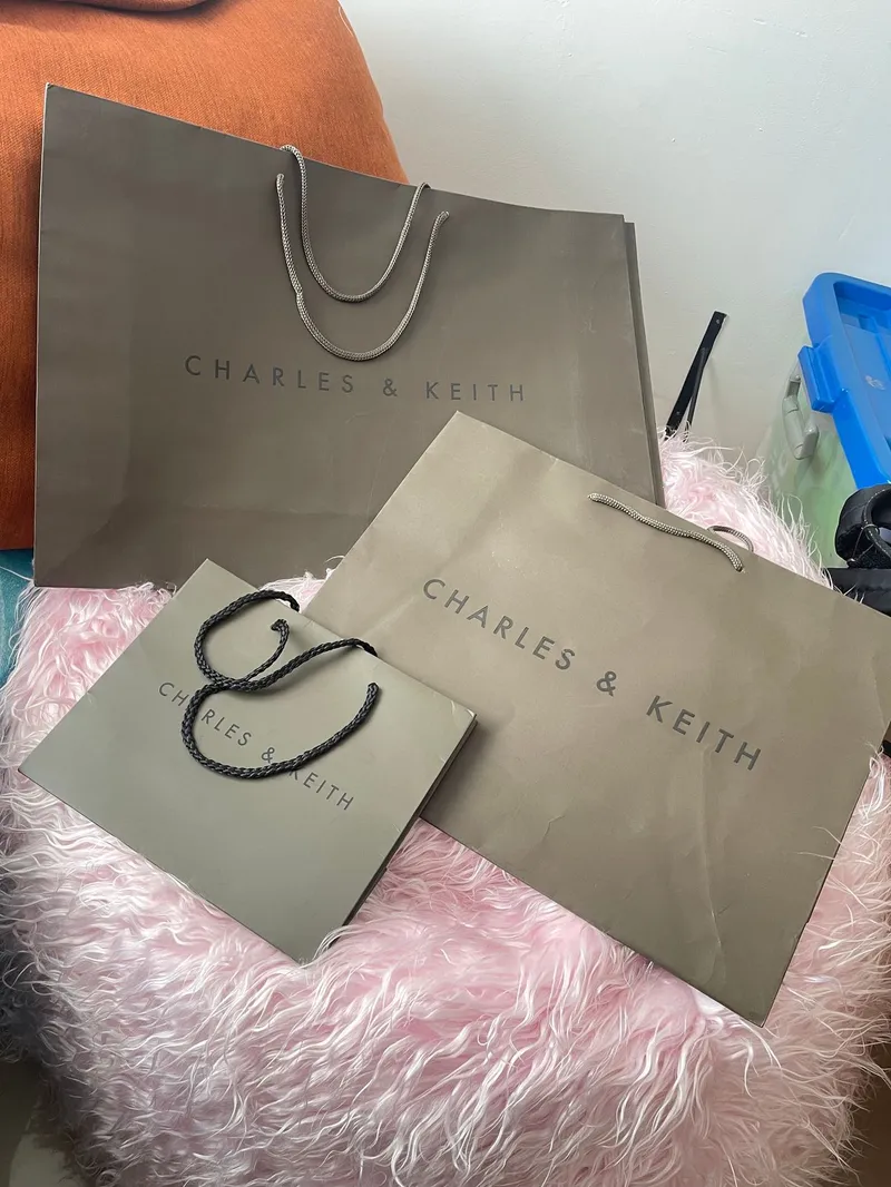 Charles and Keith Indie Coquette Wanita tan gray photo 1