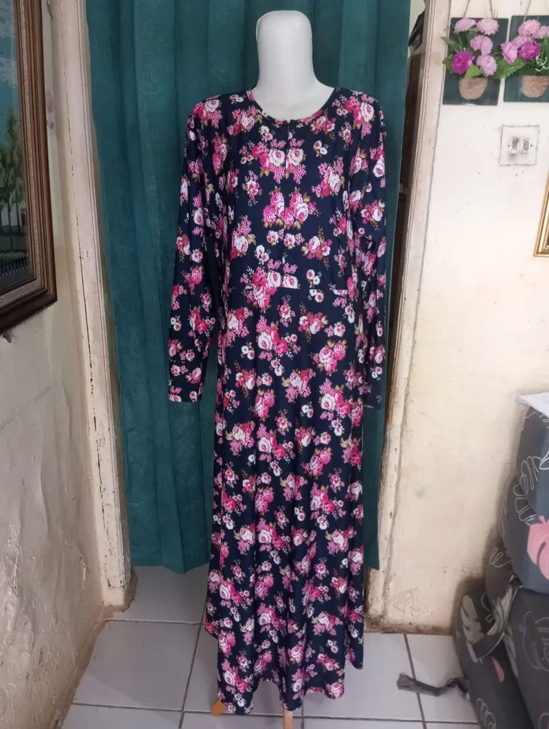 Vintage Babydoll dress Wanita white navy pink photo 1