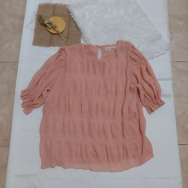 Pink peach Top/atasan blouse korean look photo 1
