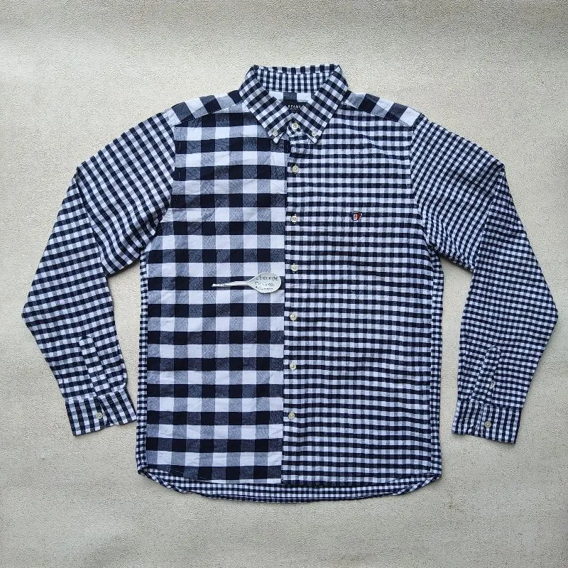 BEAMS heart kotak hitam putih cotton plaid kemeja  size M photo 1