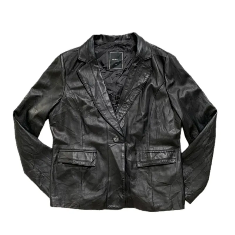 Minimalist Casual Leather jacket Wanita black photo 1