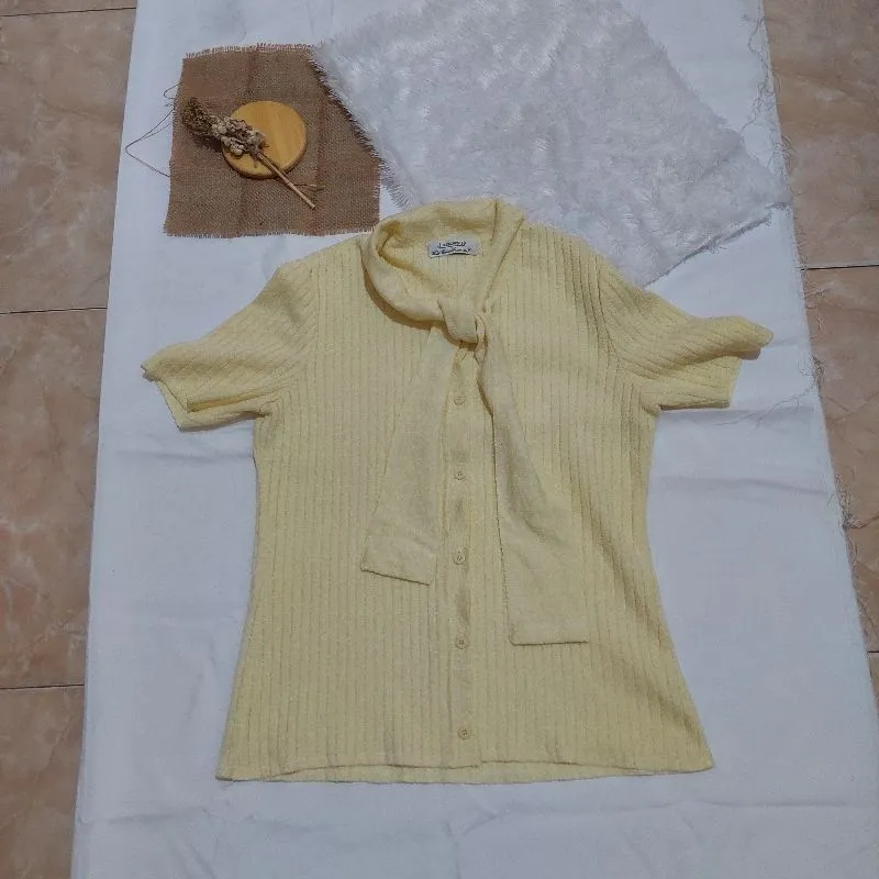 baby yellow top/soft yellow/kuning muda/blouse pita ribbon photo 1