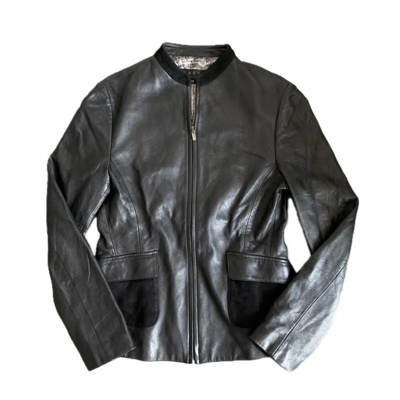 Minimalist Casual Leather jacket Wanita black photo 1